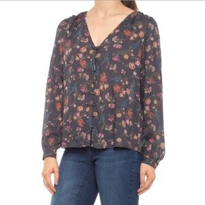 Lucky Brand All Over Floral Print Long Sleeve Button Down Shirt Size Small